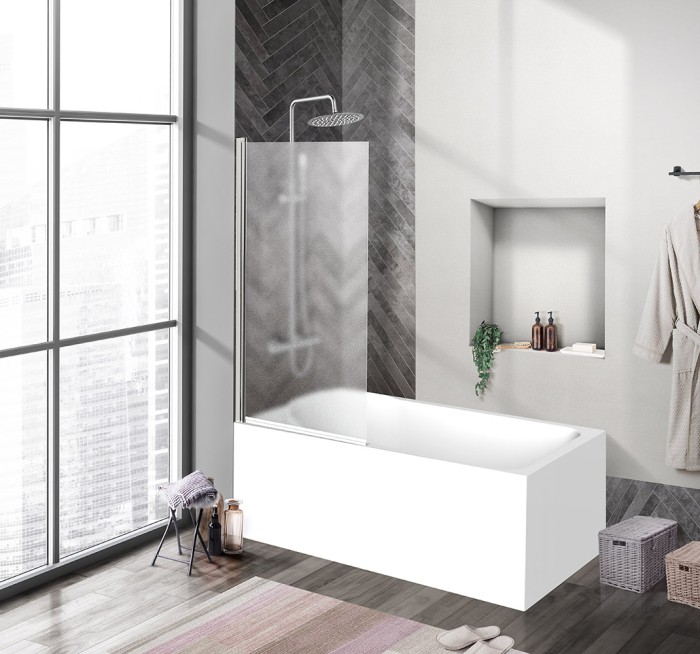 Душевая шторка на ванну 85x150 BelBagno, глянцевый хром, Uno арт. UNO-V-1-85/150-P-Cr
