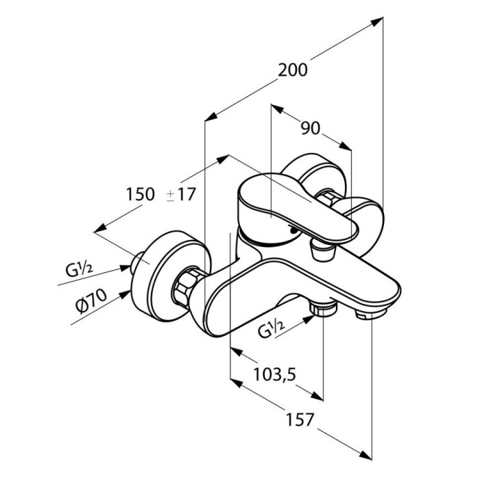 Однорычажный смеситель для ванны и душа, objekta Kludi, хром - 326530575