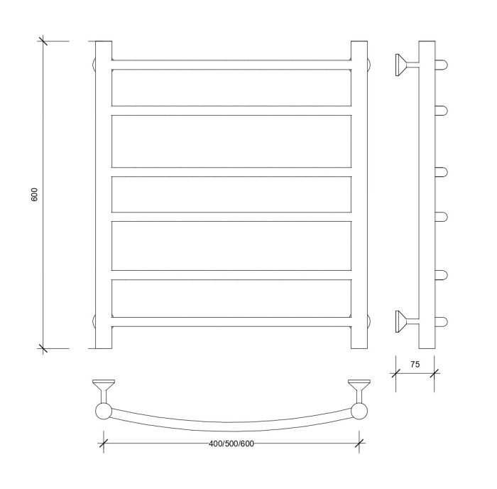 Полотенцесушитель водяной 60x60 Милан 2 (хром) Secado арт. 4603777444877
