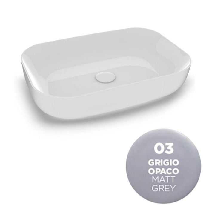 Накладная раковина, 60x42xh14 см, Olympia ceramica Metamorfosi, серый матовый арт. MET4260003