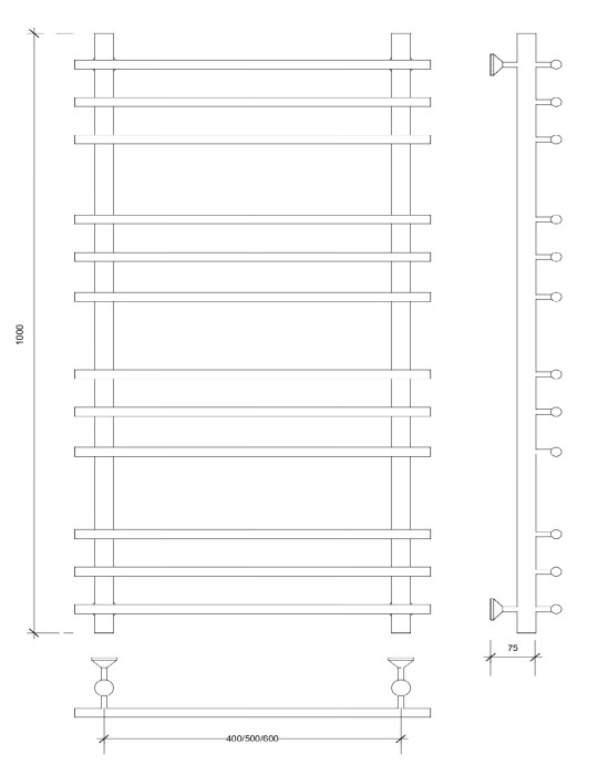 Полотенцесушитель водяной 100x40x50 Турин плюс (хром) Secado арт. 4603777447366