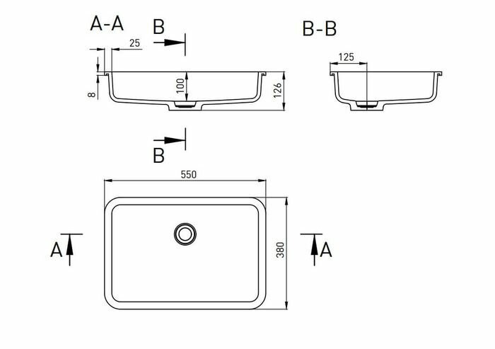 Раковина 54,5x38, матовая, Salini MAREA арт. 1802209M