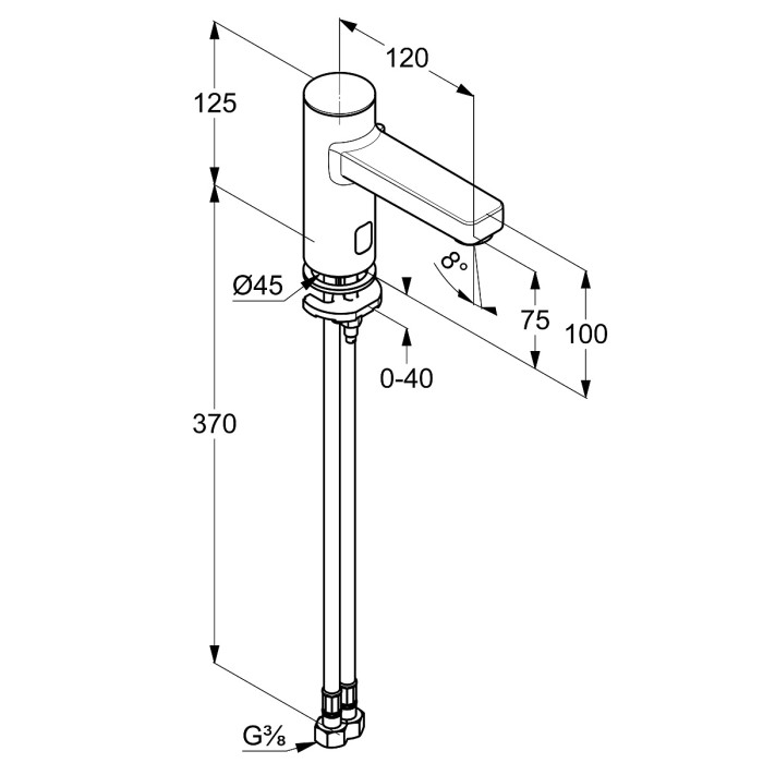 Электронный смеситель для раковины, 6 v, zenta sl Kludi, хром - 3810005wr