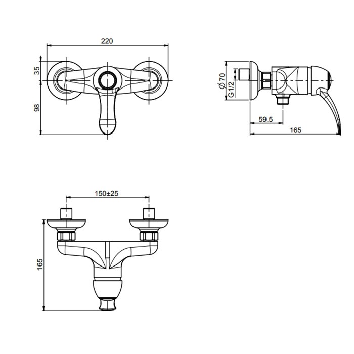 Fima Carlo Frattini Смеситель для душа, настенный, без душевого комплекта, Lamp, F3305/1OR цвет: золото