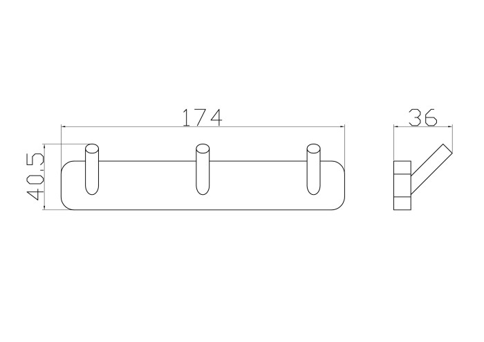 Вешалка с 3 крючками для ванной, Wonzon & Woghand Still, WW-6635 цвет: хром