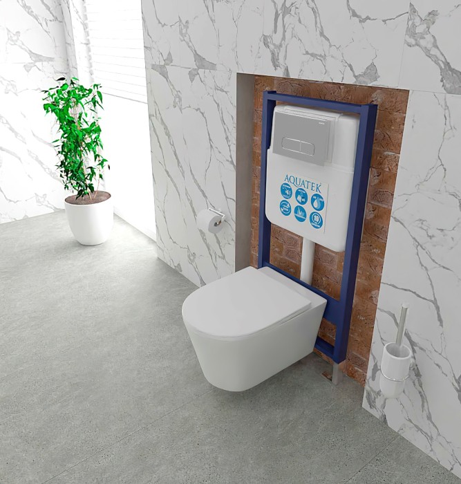 Унитаз подвесной, безободковый, с механизмом плавного закрывания Aquatek Оберон арт. AQ1363W-00