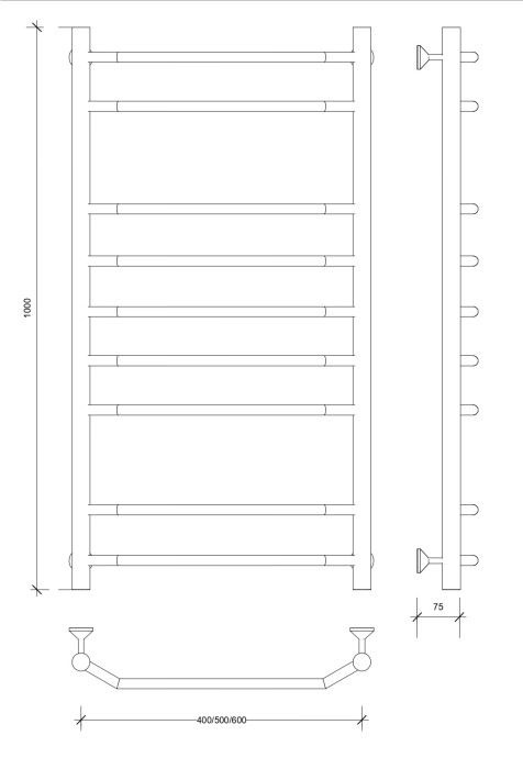 Полотенцесушитель водяной 100x60 Агата 2 (черный) Secado арт. 4673739223383