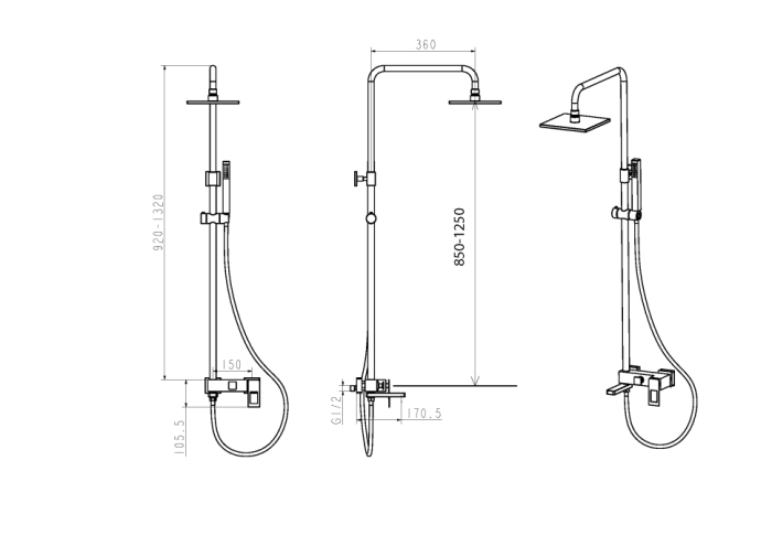 Стойка для душа chromeblue, Boheme Q - 148-CRUW.2