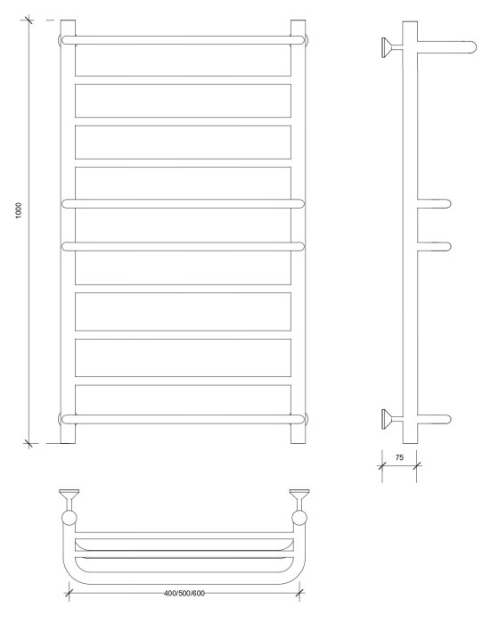 Полотенцесушитель водяной 100x40 Верона 2 (черный) Secado арт. 4673739224960