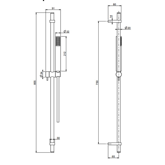 Fima Carlo Frattini Душевая штанга с ручным душем и шлангом 1500 мм., Wellness, F2150NS цвет: чёрный