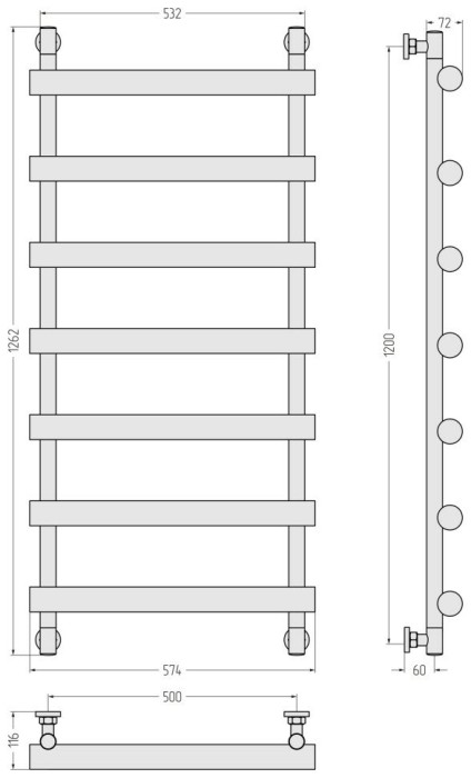 Сунержа Водяной полотенцесушитель 1200x500, Атлант, 03-0226-1250 цвет: золото