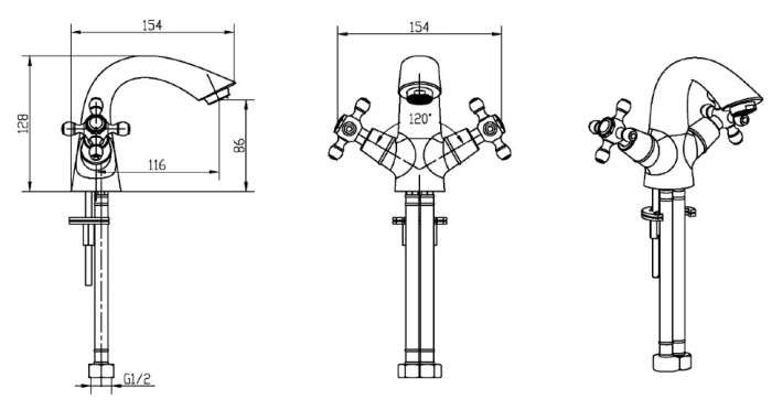 Смеситель для раковины, хром, Crystal Boheme 271-CRST