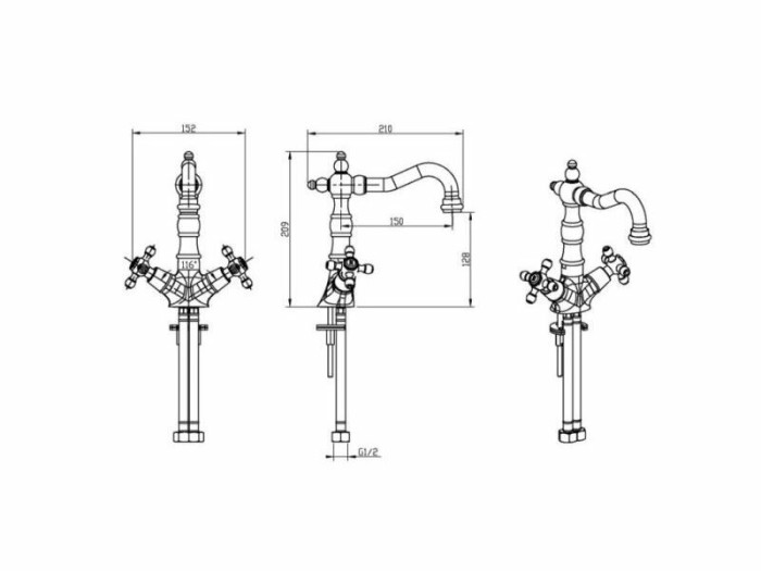 Смеситель для раковины, бронза, Flora Boheme 292-FL