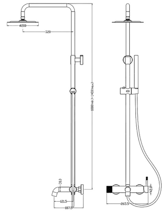 Стойка для душа со смесителем, Chrome, Uno Boheme 468-CR