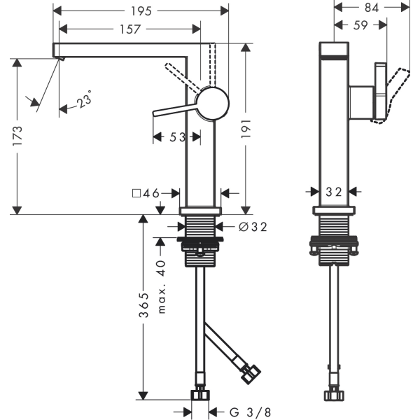 Смеситель для раковины Fine CoolStart, EcoSmart+, с донным клапаном Push-Open, Hansgrohe Tecturis E, хром арт. 73040000