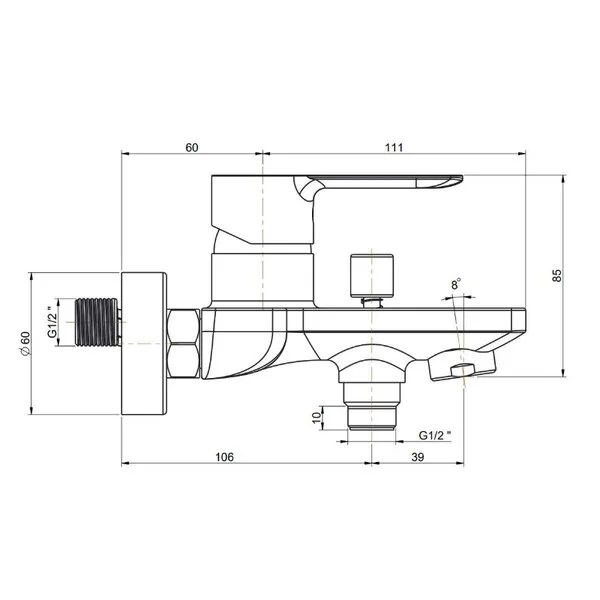 Смеситель для ванны, Sonata Kerama Marazzi, хром - P4CR111B4KM