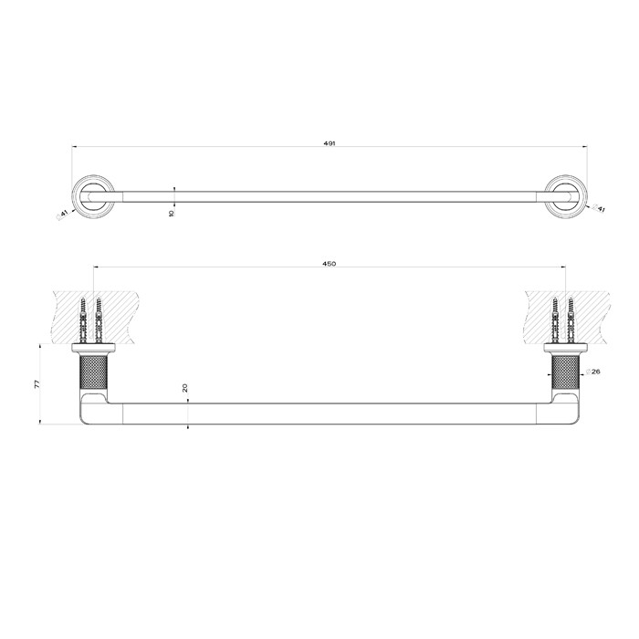 Полотенцедержатель, 45 см. подвесной, Gessi Inciso, black xl арт. 58500#299