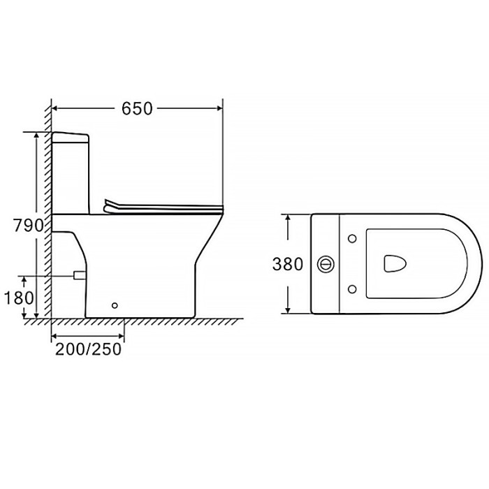 Унитаз-компакт 380х650х790 напольный, безободковый, с быстросъемным сиденьем микролифт, Azario Mons арт. AZ-76004