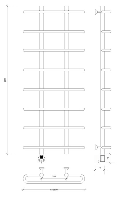 Полотенцесушитель электрический 120x20x50 Венеция 1 Secado арт. 4673739233573