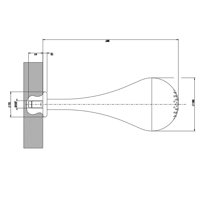 Верхний душ для потолочного крепления каплевидной формы, h:387мм, Gessi Goccia, белый арт. 33751#279