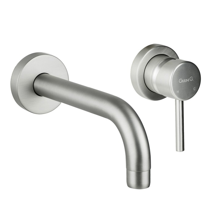 Смеситель для раковины настенного монтажа, без донного клапана, Giulini Futuro, никель матовый арт. 6520-20NKO