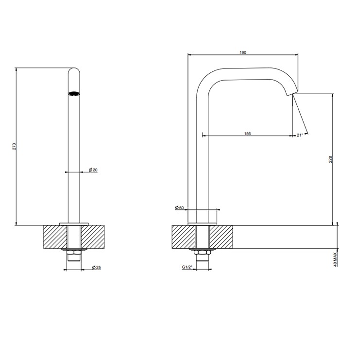 Излив 23см., отдельностоящий, Gessi 316, black xl арт. 54093#299