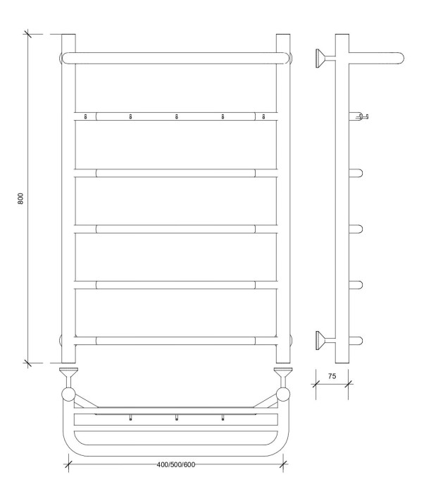 Полотенцесушитель водяной 80x60 Агата 1 КСП (хром) Secado арт. 4603777444174