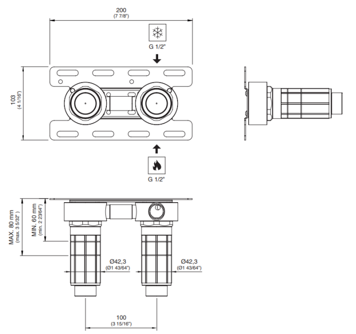 Встраиваемая часть CeaDesign UCS для смесителя, излив слева арт. UCS09