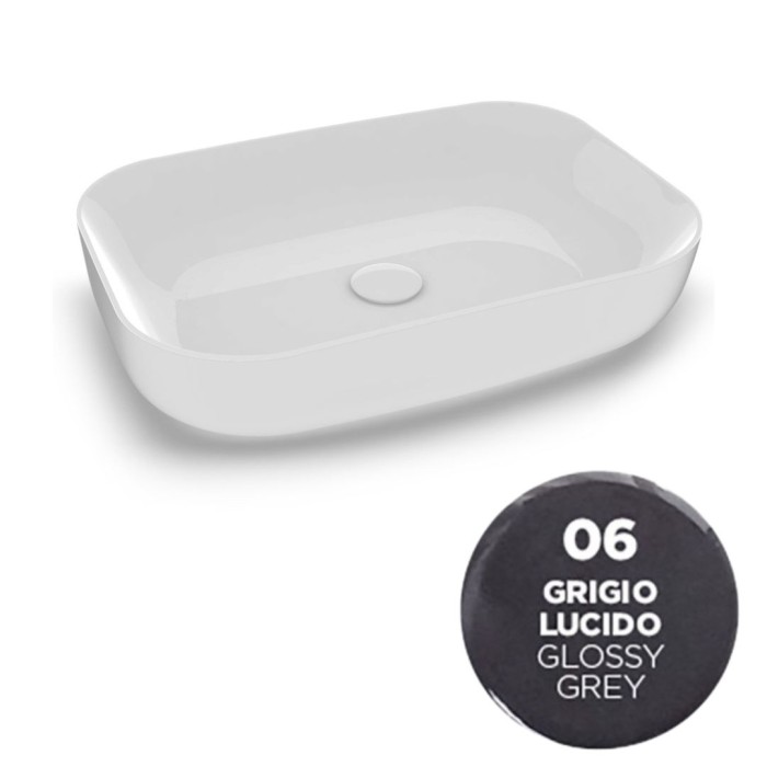 Накладная раковина, 60x42xh14 см, Olympia ceramica Metamorfosi, серый глянцевый арт. MET4260006