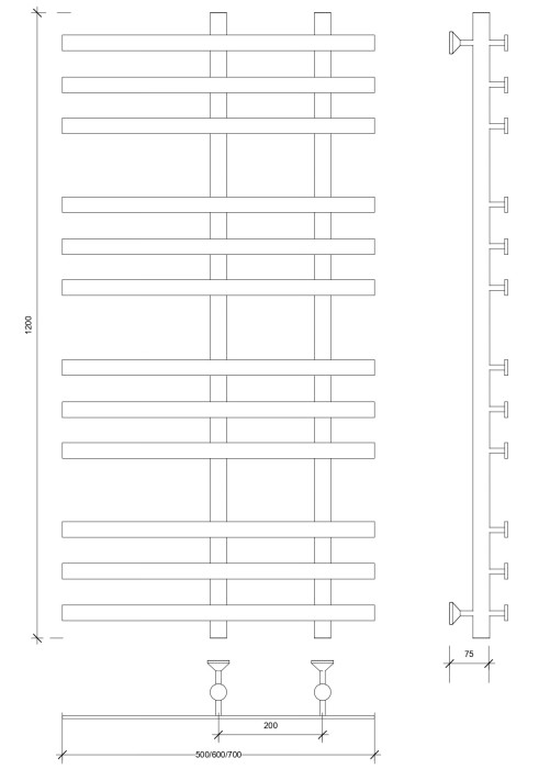 Полотенцесушитель водяной 120x20x60 Понтида 3 (хром) Secado арт. 4603777447762