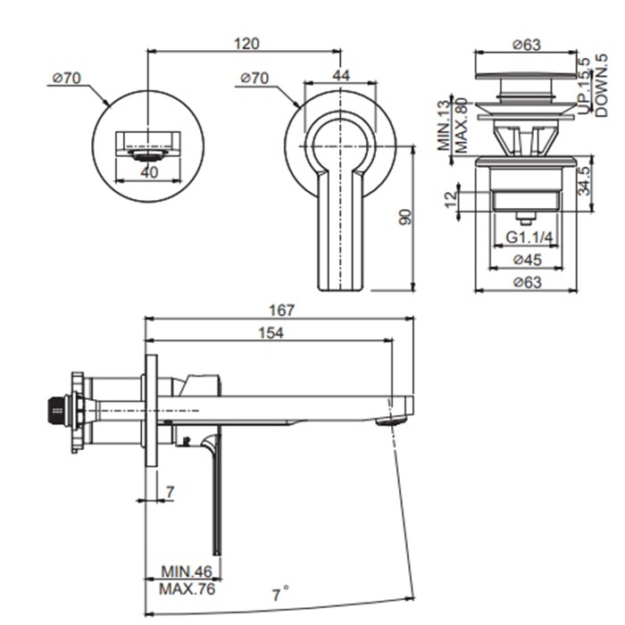 Fima Carlo Frattini Cмеситель для раковины, встраиваемый, излив: 15.4см., Mast, F3141WX8CR цвет: хром