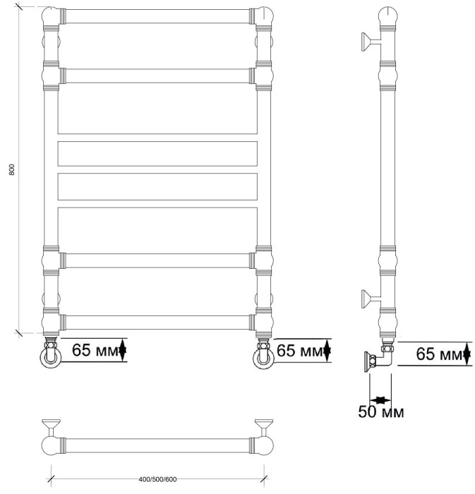 Полотенцесушитель водяной латунный 60x80 Бароло (бронза) Secado арт. 4603759404721