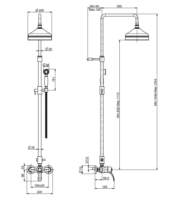 Fima Carlo Frattini Смеситель для душа с душевой стойкой, верхним душем и душевым комплектом, Lamp, F3305/2CR цвет: хром