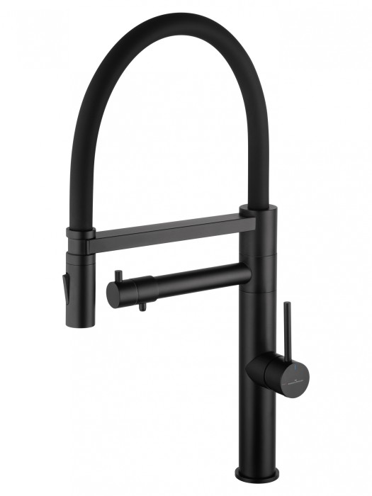 Смеситель для кухни с гибким изливом и подключением фильтра, Wonzon &amp; Woghand, WW-88458007-MB цвет: черный