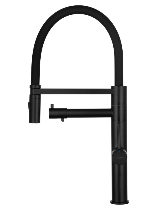 Смеситель для кухни с гибким изливом и подключением фильтра, Wonzon & Woghand, WW-88458007-MB цвет: черный