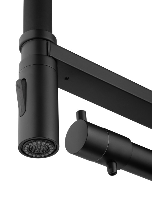 Смеситель для кухни с гибким изливом и подключением фильтра, Wonzon & Woghand, WW-88458007-MB цвет: черный