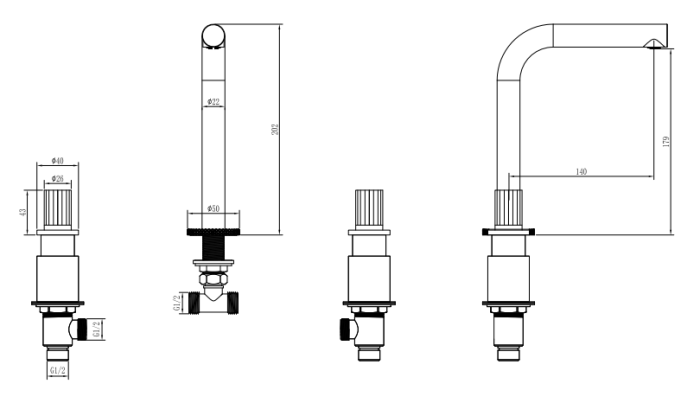 Смеситель на столешницу на 3 отв. Gold, Boheme Elegante - 152-G-EL