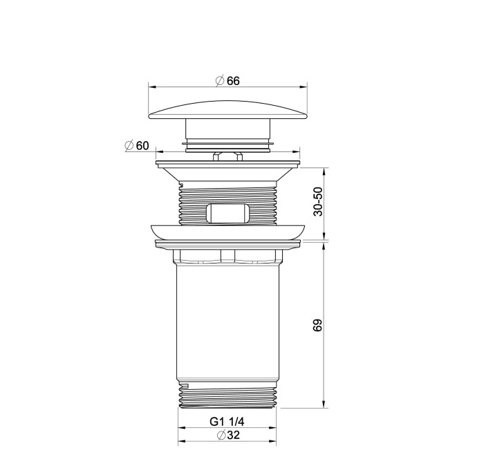 Донный клапан для раковины с переливом 1 1/4, Wonzon & Woghand, WW-88SS09-BG цвет: золото