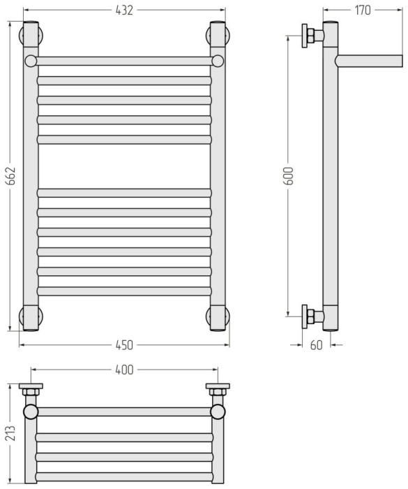 Сунержа Водяной полотенцесушитель 600x400, Богема+ с 1 полкой, 05-0223-6040 цвет: состаренная бронза
