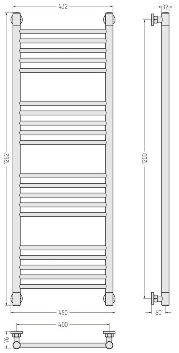 Сунержа Водяной полотенцесушитель 1200x400, Богема+ прямая, 051-0220-1240 цвет: состаренная латунь