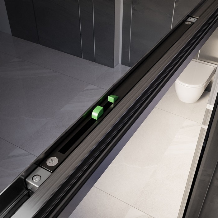 Душевая дверь 1300х2000, Veconi Premium Trento, брашированный графит, стекло прозрачное арт. PTD30-GR-130-01-C4