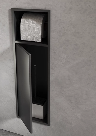 Встраиваемый бумагодержатель с отсеком для ершика черный матовый 16*60 WOW