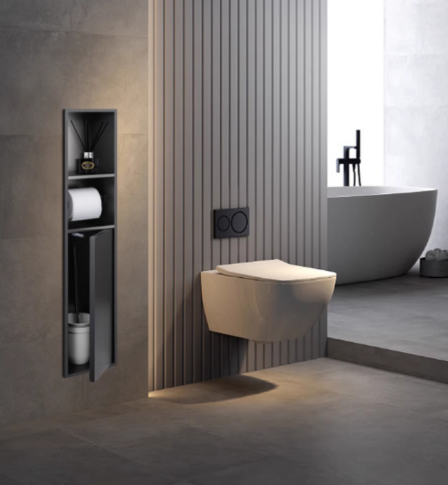 Встраиваемый бумагодержатель с отсеком для ершика черный матовый 16*60 WOW