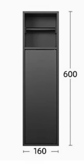 Встраиваемый бумагодержатель с отсеком для ершика черный матовый 16*60 WOW