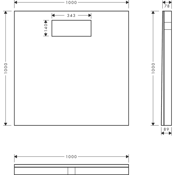 Душевой элемент Board 1000/1000 со скрытой частью для трапа, под облицовку RainDrain Hansgrohe, плиткой арт. 56256000