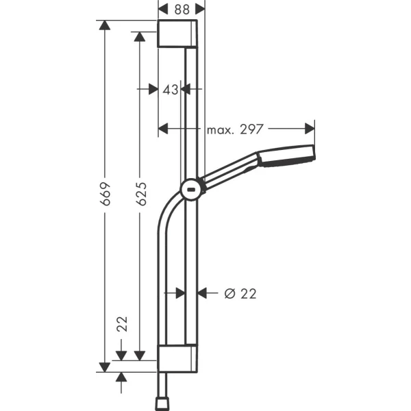 Душевой гарнитур Relaxation cо штангой 65см Pulsify Select S Hansgrohe, черный арт. 24161670