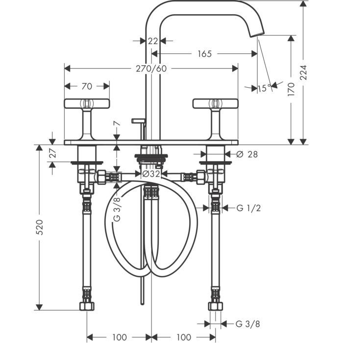 Смеситель для раковины Citterio E Axor, полированный черный хром арт. 36116330