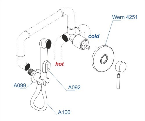 Встраиваемый комплект для биде со шлангом 150 см Wern 4200 WasserKRAFT арт. A04200