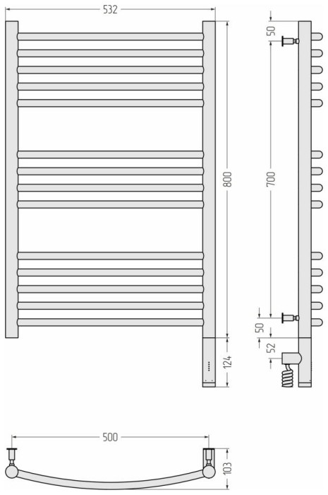 Сунержа Электрический полотенцесушитель 800x500, Богема 3.0, 05-5803-8050 цвет: состаренная бронза