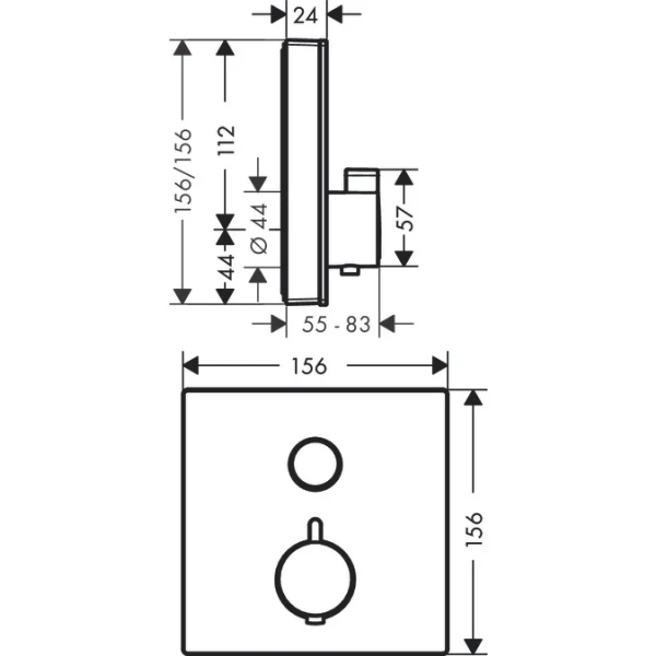 Термостат для душа скрытого монтажа на 1 потребителя, Hansgrohe ShowerSelect Glass, белый/хром арт. 15737400